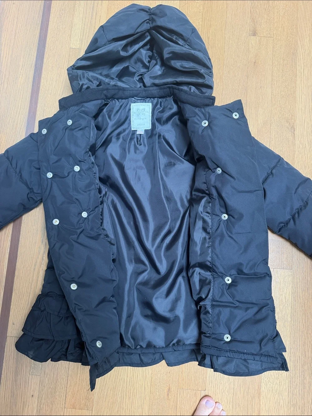 Gymboree Black Ruffle Hem Puffer Jacket